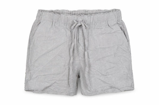 Dunnes Women Grey Linen Blend Drawstring Casual Shorts Size S