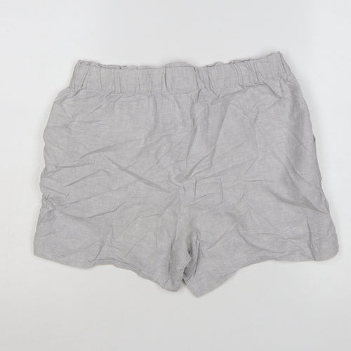 Dunnes Women Grey Linen Blend Drawstring Casual Shorts Size S