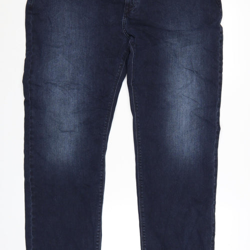 Marks and Spencer Men's Blue Straight Fit Jeans 40L Cotton Denim