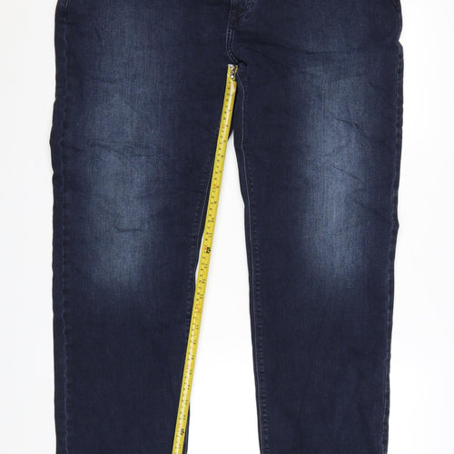 Marks and Spencer Men's Blue Straight Fit Jeans 40L Cotton Denim