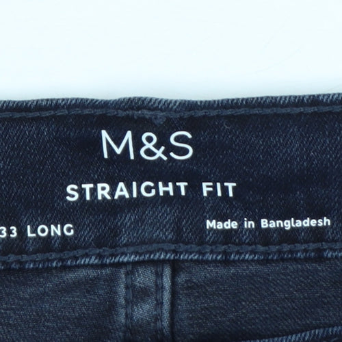 Marks and Spencer Men's Blue Straight Fit Jeans 40L Cotton Denim