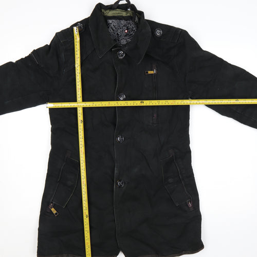 Superdry Men’s Black Medium Trench Coat Cotton Lined Jacket