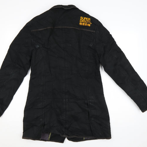 Superdry Men’s Black Medium Trench Coat Cotton Lined Jacket