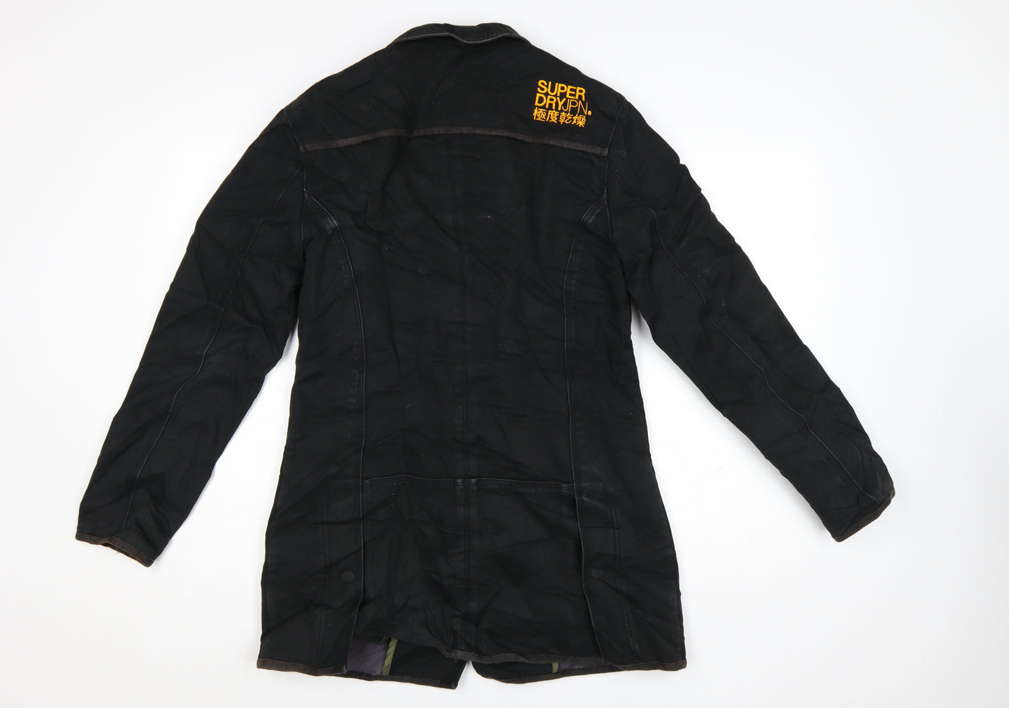 Superdry Men’s Black Medium Trench Coat Cotton Lined Jacket