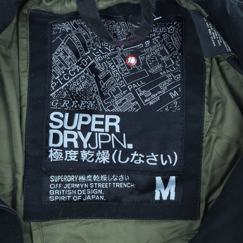 Superdry Men’s Black Medium Trench Coat Cotton Lined Jacket