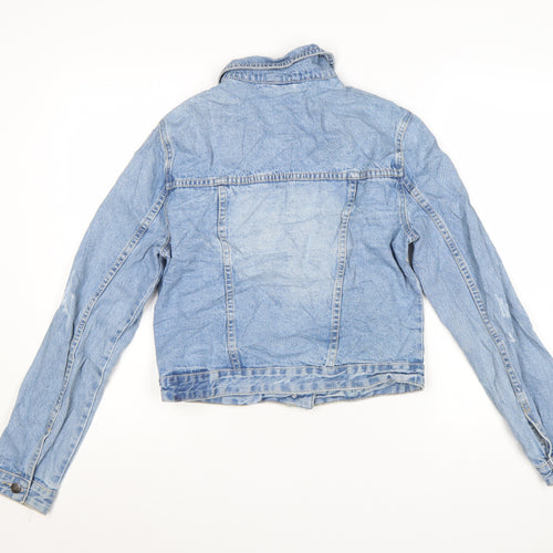 Cotton On Womens Blue Denim Cropped Jacket Size 12 Classic Casual