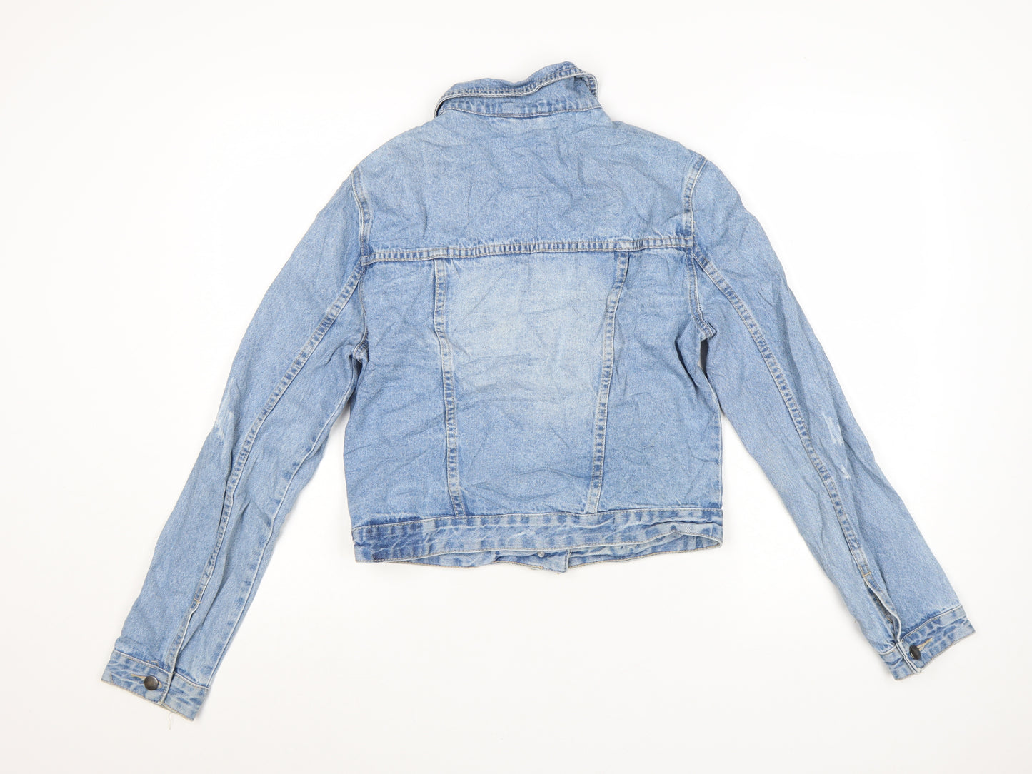 Cotton On Womens Blue Denim Cropped Jacket Size 12 Classic Casual