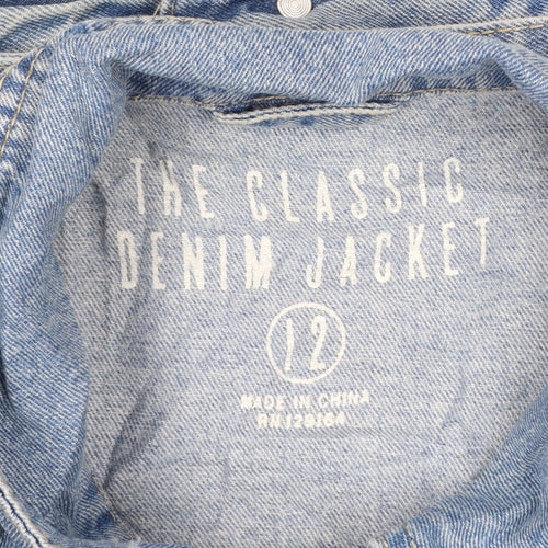 Cotton On Womens Blue Denim Cropped Jacket Size 12 Classic Casual