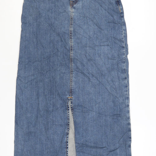 Marks and Spencer Women Blue Denim Midi Pencil Skirt Size 10
