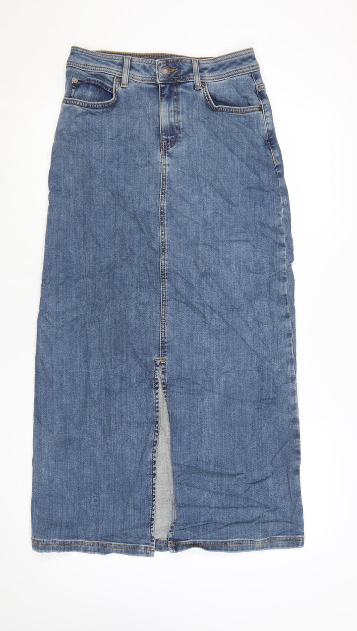 Marks and Spencer Women Blue Denim Midi Pencil Skirt Size 10