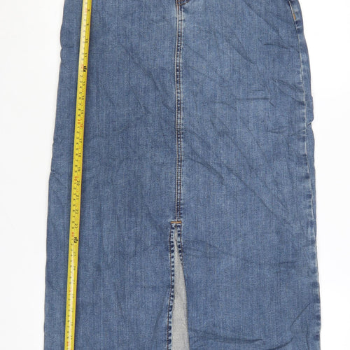 Marks and Spencer Women Blue Denim Midi Pencil Skirt Size 10