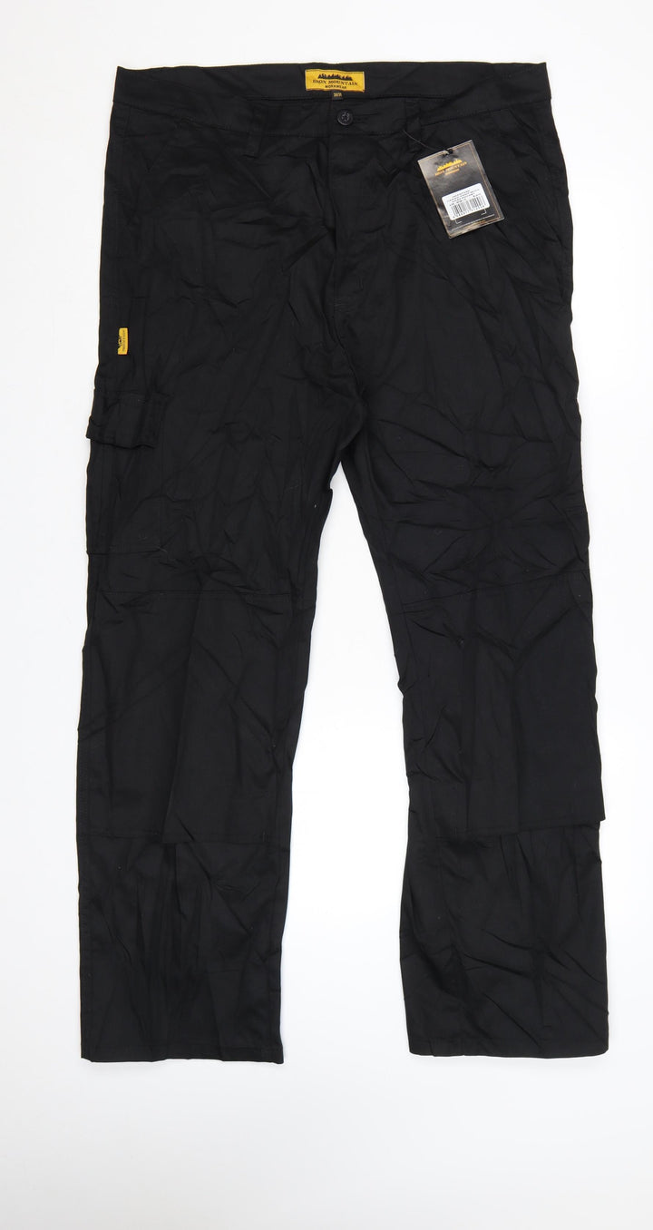 Iron Mountain Workwear Black Mens 38R Cargo Trousers Polyester Cotton