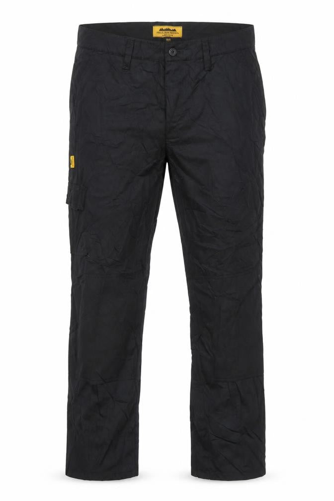 Front view of Iron Mountain Workwear Black men’s 38r cargo trousers polyester cotton