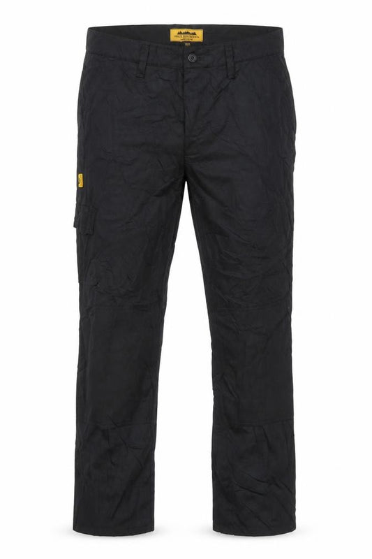Front view of Iron Mountain Workwear Black men’s 38r cargo trousers polyester cotton
