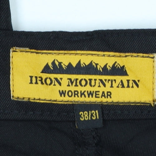 Iron Mountain Workwear Black Mens 38R Cargo Trousers Polyester Cotton