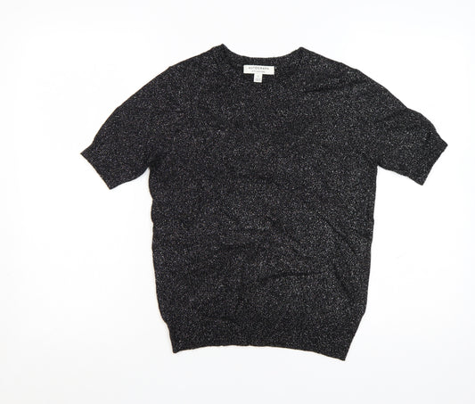 Marks and Spencer Autograph Women's Black Cashmere Blend Short Sleeve Jumper S
