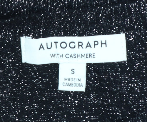 Marks and Spencer Autograph Women's Black Cashmere Blend Short Sleeve Jumper S