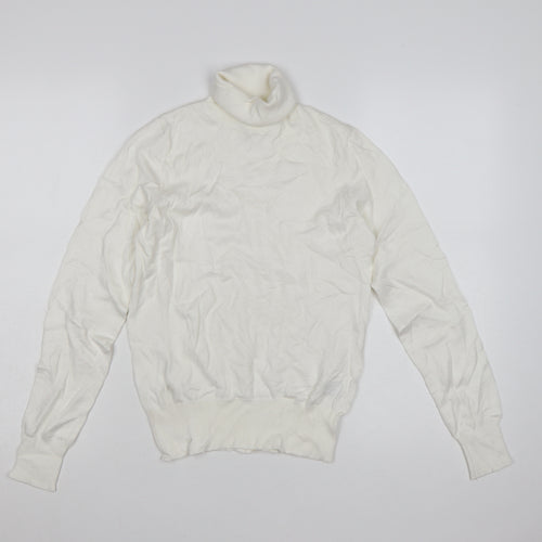 H&M Women Ivory Roll Neck Viscose Knit Jumper Size S