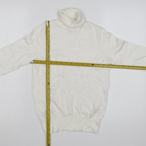 H&M Women Ivory Roll Neck Viscose Knit Jumper Size S
