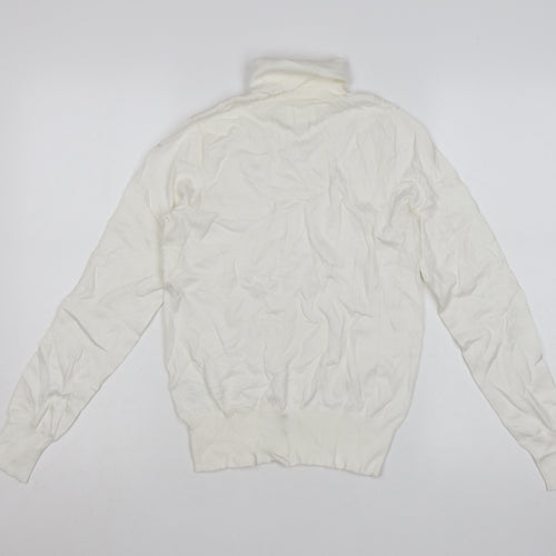 H&M Women Ivory Roll Neck Viscose Knit Jumper Size S