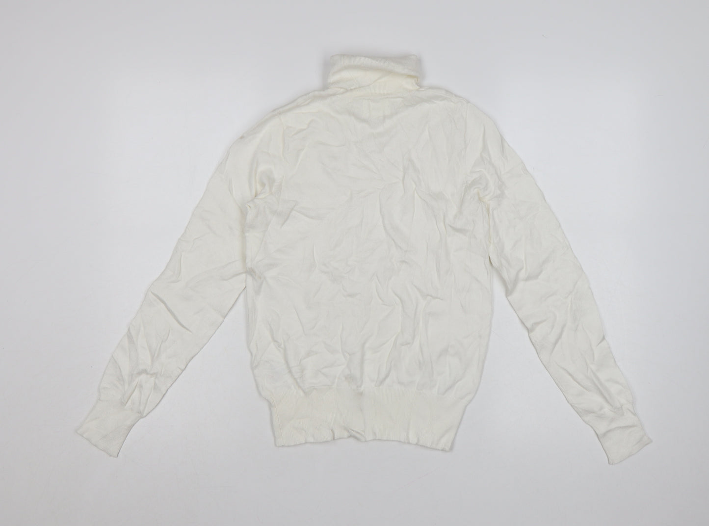 H&M Women Ivory Roll Neck Viscose Knit Jumper Size S