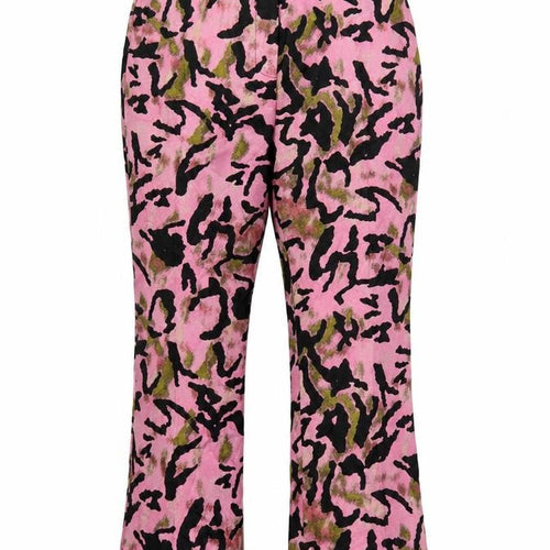 Topshop Womens Pink Animal Print Flared Trousers Size 10
