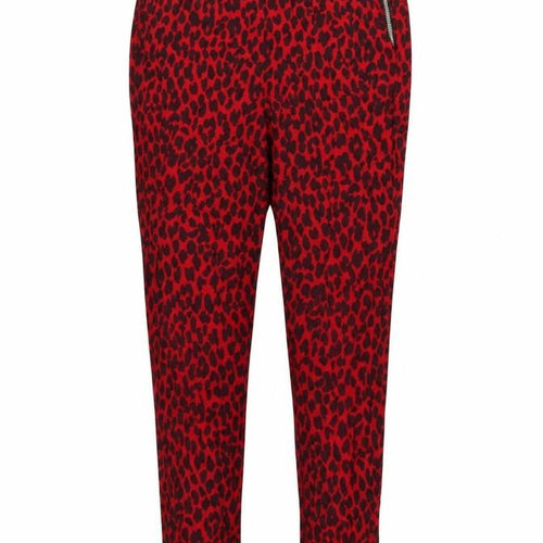 Zara Women Red Animal Print Skinny Trousers Size 10 Zip Detail