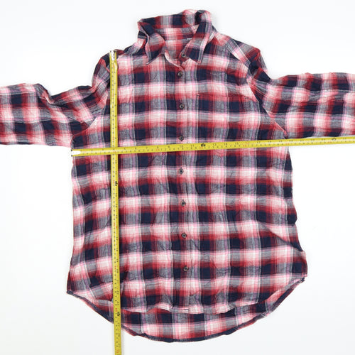 Marks and Spencer Women's Red Plaid Cotton Button-Up Shirt Size 12