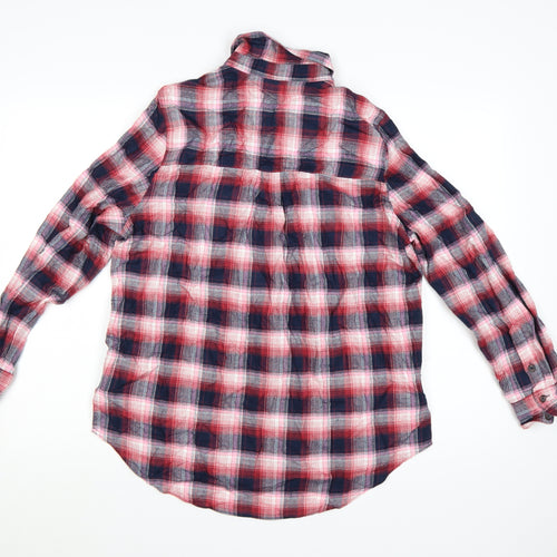 Marks and Spencer Women's Red Plaid Cotton Button-Up Shirt Size 12