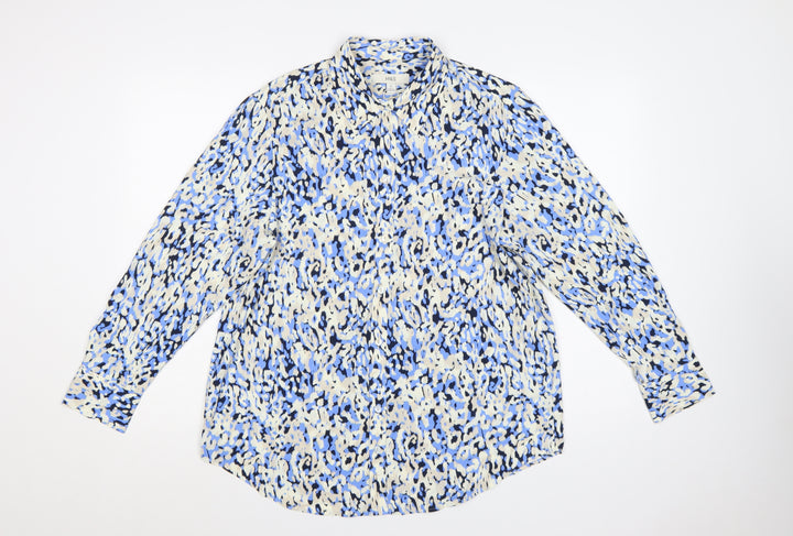 Marks and Spencer Women’s Blue Animal Print Button-Up Blouse Size 12
