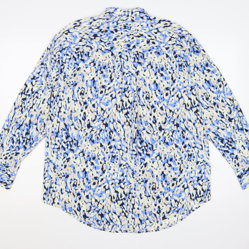 Marks and Spencer Women’s Blue Animal Print Button-Up Blouse Size 12