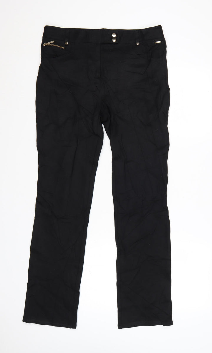 Marks and Spencer Per Una Women's Black Slim Straight Trousers Size 12 Long