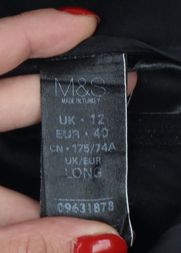 Marks and Spencer Per Una Women's Black Slim Straight Trousers Size 12 Long