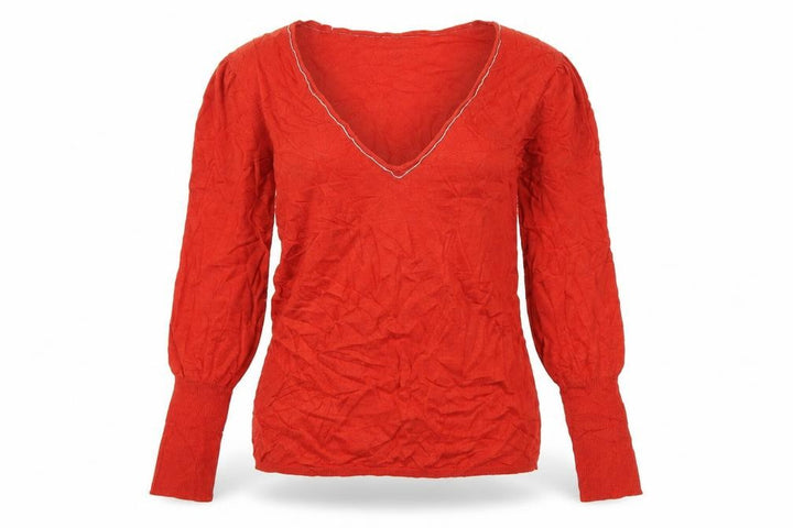Mango Women Red V-Neck Long Sleeve Knit Cashmere Blend Jumper Size 12