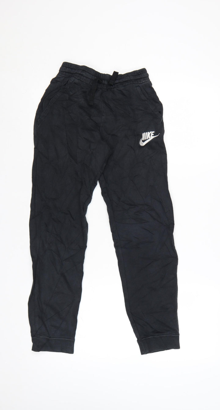 Nike Boys Black Jogger Trousers L 147-158cm Cotton Blend Sweatpants