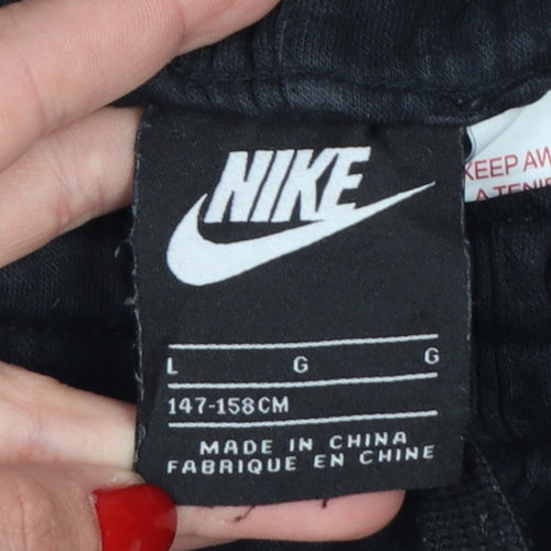Nike Boys Black Jogger Trousers L 147-158cm Cotton Blend Sweatpants