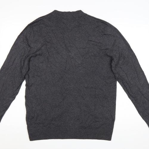 Jack & Jones Men's Grey Cotton Blend V-Neck Cardigan L