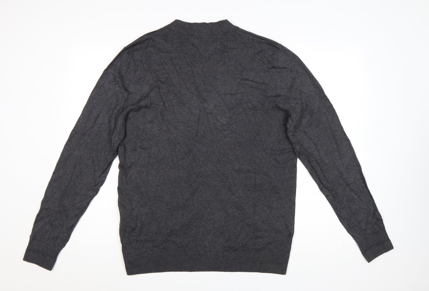 Jack & Jones Men's Grey Cotton Blend V-Neck Cardigan L