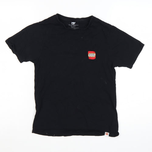 Pull&Bear Women Black LEGO Short Sleeve Cotton T-Shirt XS