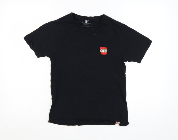Pull&Bear Women Black LEGO Short Sleeve Cotton T-Shirt XS