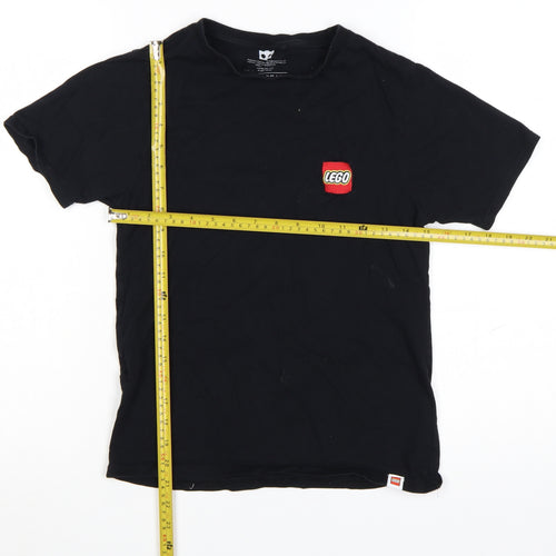 Pull&Bear Women Black LEGO Short Sleeve Cotton T-Shirt XS