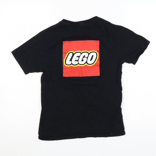Pull&Bear Women Black LEGO Short Sleeve Cotton T-Shirt XS