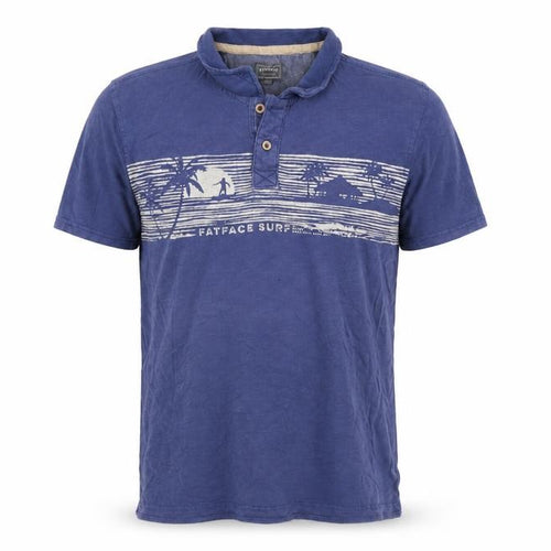 FatFace Men’s Blue XL Cotton Surf Graphic Polo Shirt