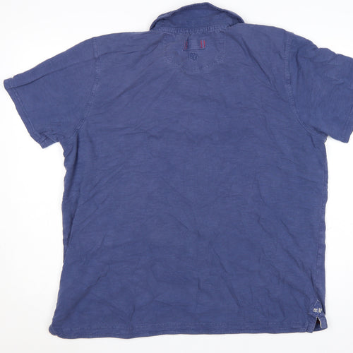 FatFace Men’s Blue XL Cotton Surf Graphic Polo Shirt