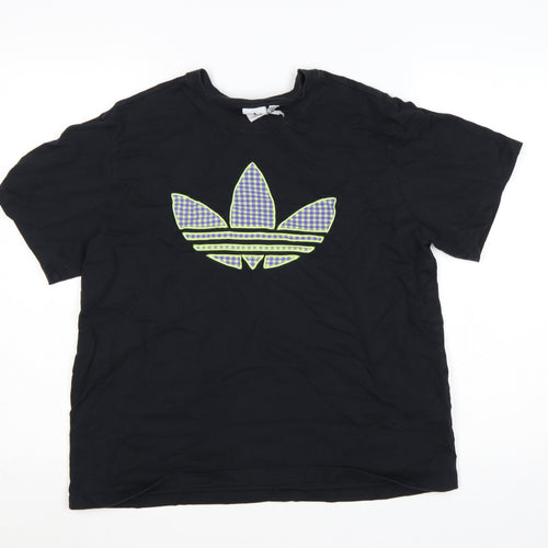 adidas Women’s Black XL Relaxed Fit Logo Cotton T-Shirt