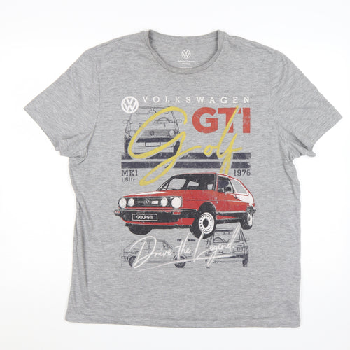 Volkswagen Men's Grey XL Graphic GTI Golf Retro Car T-Shirt