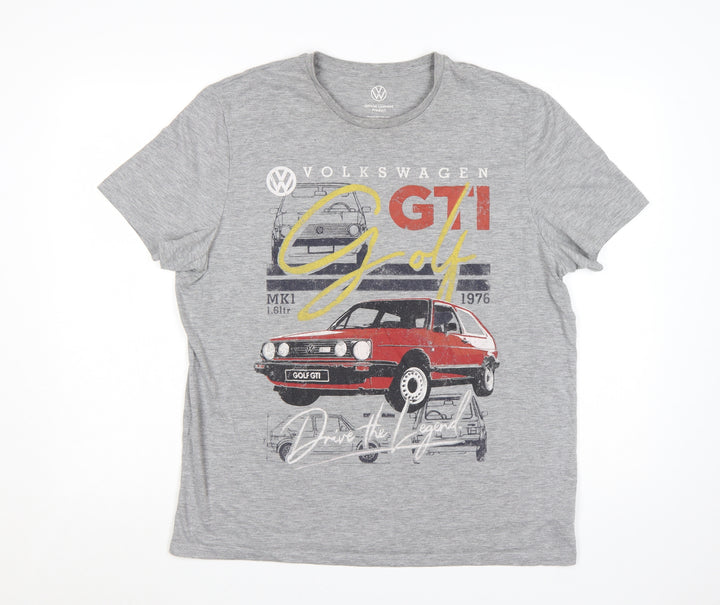 Volkswagen Men's Grey XL Graphic GTI Golf Retro Car T-Shirt
