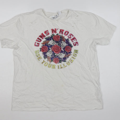 Atmosphere Womens White Guns N' Roses Band T-Shirt Size 16 Cotton