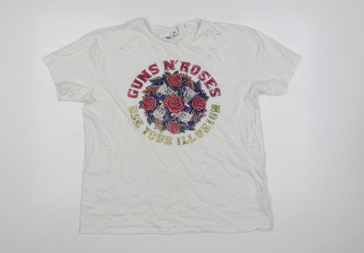 Atmosphere Womens White Guns N' Roses Band T-Shirt Size 16 Cotton