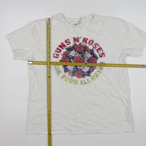 Atmosphere Womens White Guns N' Roses Band T-Shirt Size 16 Cotton